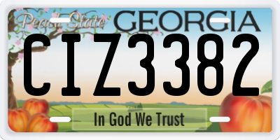 GA license plate CIZ3382