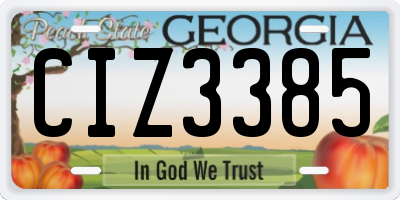 GA license plate CIZ3385