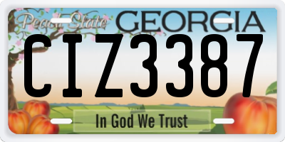 GA license plate CIZ3387