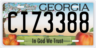 GA license plate CIZ3388