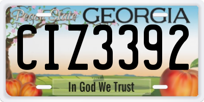 GA license plate CIZ3392