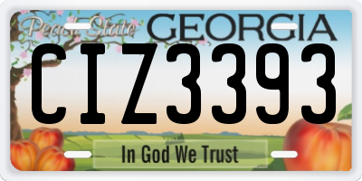 GA license plate CIZ3393