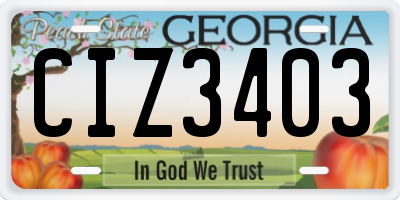 GA license plate CIZ3403