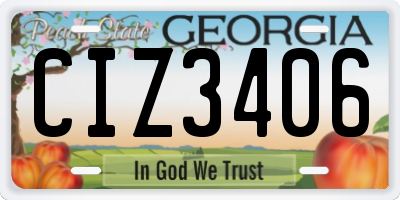 GA license plate CIZ3406