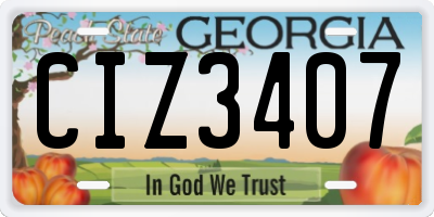 GA license plate CIZ3407