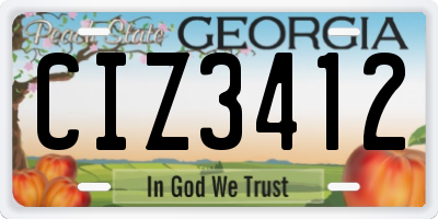 GA license plate CIZ3412