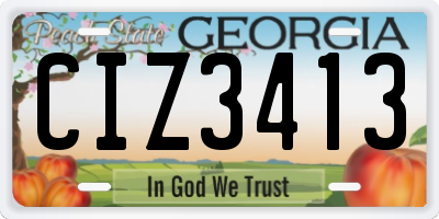 GA license plate CIZ3413