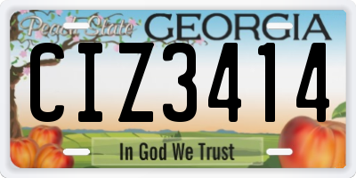 GA license plate CIZ3414