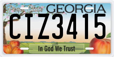 GA license plate CIZ3415