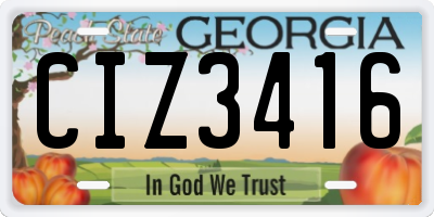 GA license plate CIZ3416