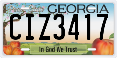 GA license plate CIZ3417