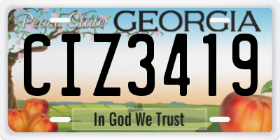 GA license plate CIZ3419