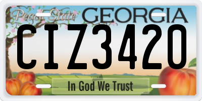 GA license plate CIZ3420