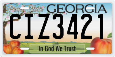 GA license plate CIZ3421