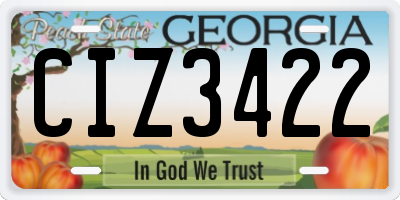 GA license plate CIZ3422