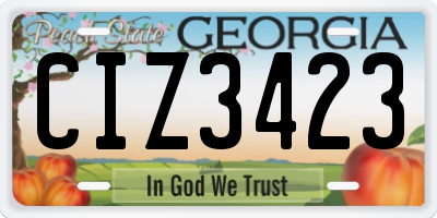 GA license plate CIZ3423
