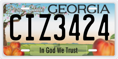 GA license plate CIZ3424