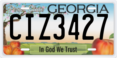 GA license plate CIZ3427