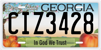 GA license plate CIZ3428