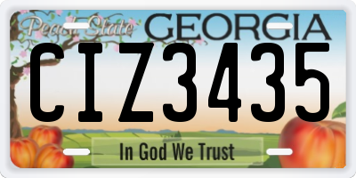 GA license plate CIZ3435