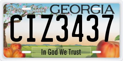 GA license plate CIZ3437