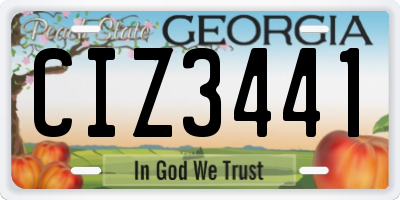 GA license plate CIZ3441