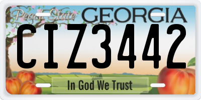 GA license plate CIZ3442