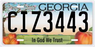 GA license plate CIZ3443