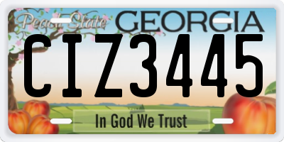 GA license plate CIZ3445