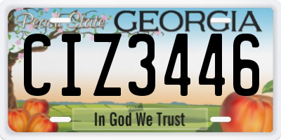 GA license plate CIZ3446