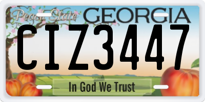 GA license plate CIZ3447