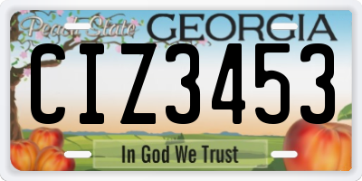 GA license plate CIZ3453
