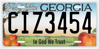 GA license plate CIZ3454