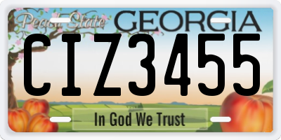 GA license plate CIZ3455