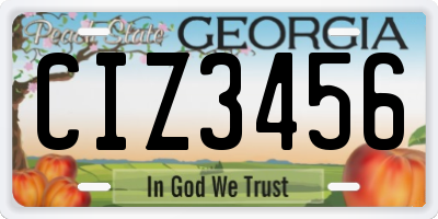 GA license plate CIZ3456