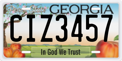 GA license plate CIZ3457