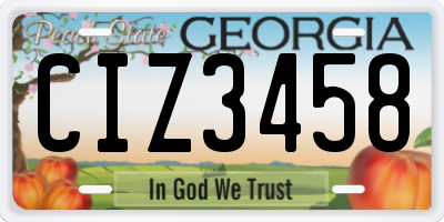 GA license plate CIZ3458