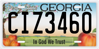 GA license plate CIZ3460