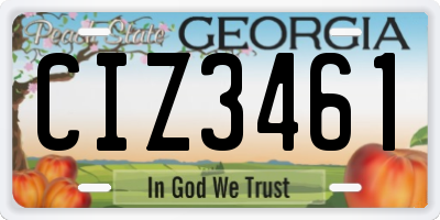 GA license plate CIZ3461