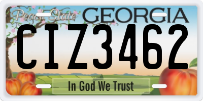 GA license plate CIZ3462