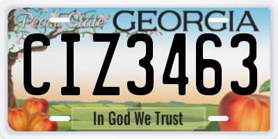 GA license plate CIZ3463