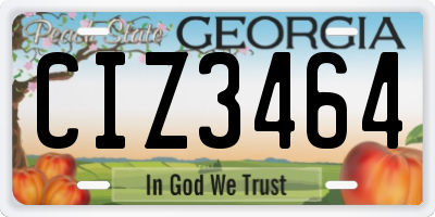 GA license plate CIZ3464