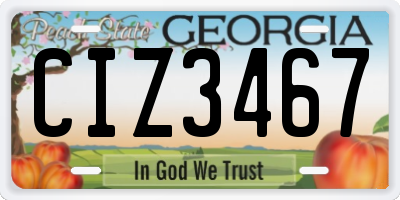 GA license plate CIZ3467