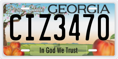 GA license plate CIZ3470