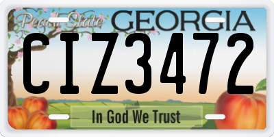 GA license plate CIZ3472
