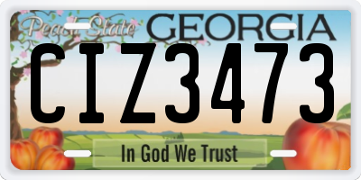 GA license plate CIZ3473