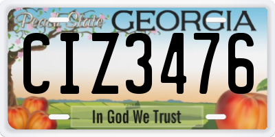 GA license plate CIZ3476