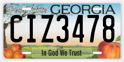 GA license plate CIZ3478