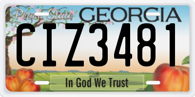 GA license plate CIZ3481