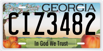 GA license plate CIZ3482